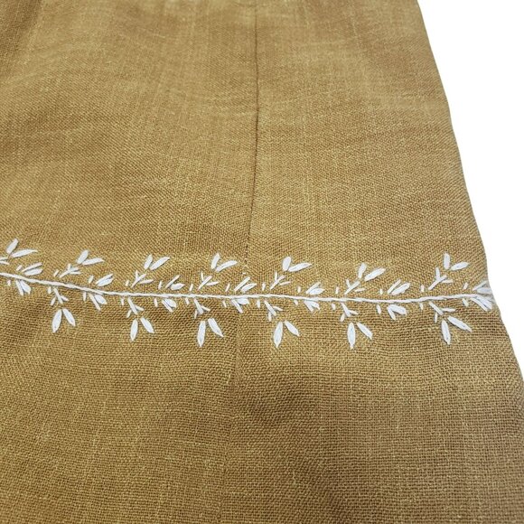 Handmade Embroidered Girls Pinafore Dress Fringe Brown Tan White Boho Prairie - Picture 6 of 10